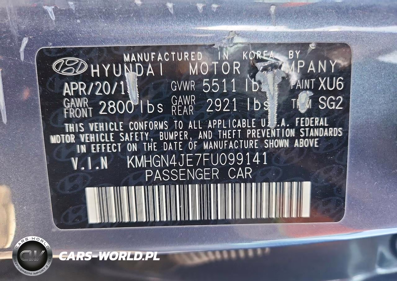 2015 Hyundai Genesis 3.8L VIN:KMHGN4JE7FU099141 - 13