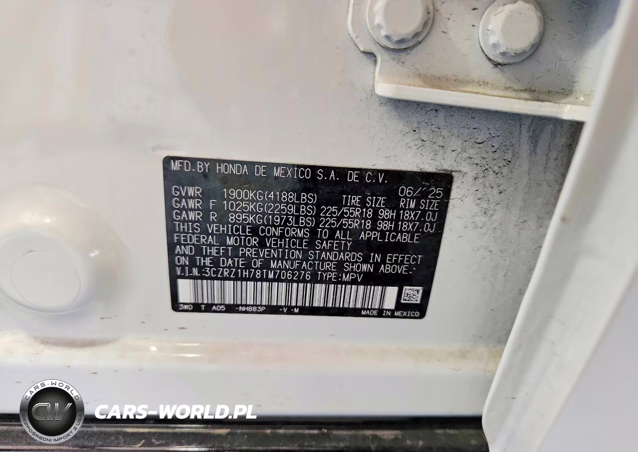 2026 Honda Hr-V Exl VIN:3CZRZ1H78TM706276 - 13