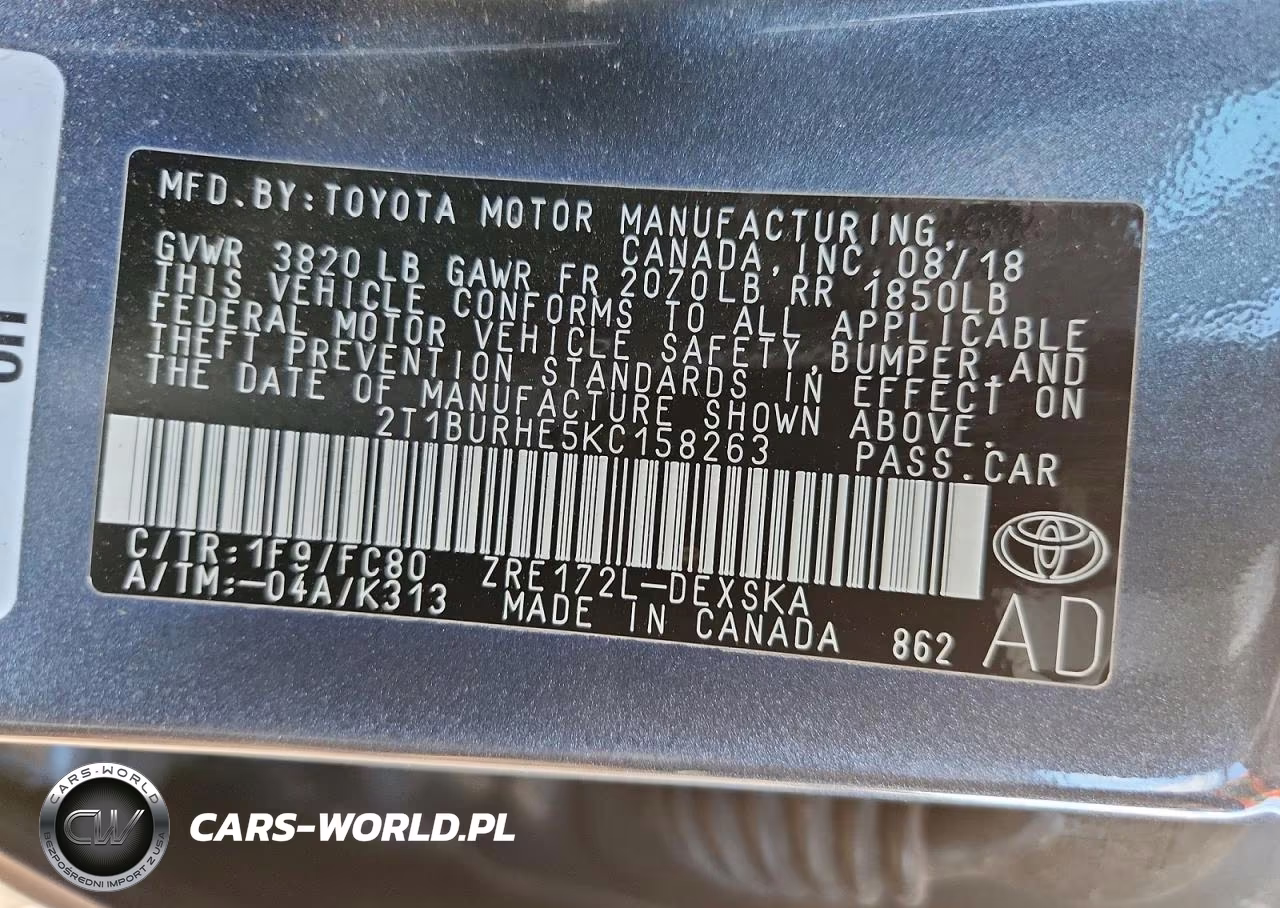 2019 Toyota Corolla Se VIN:2T1BURHE5KC158263 - 13
