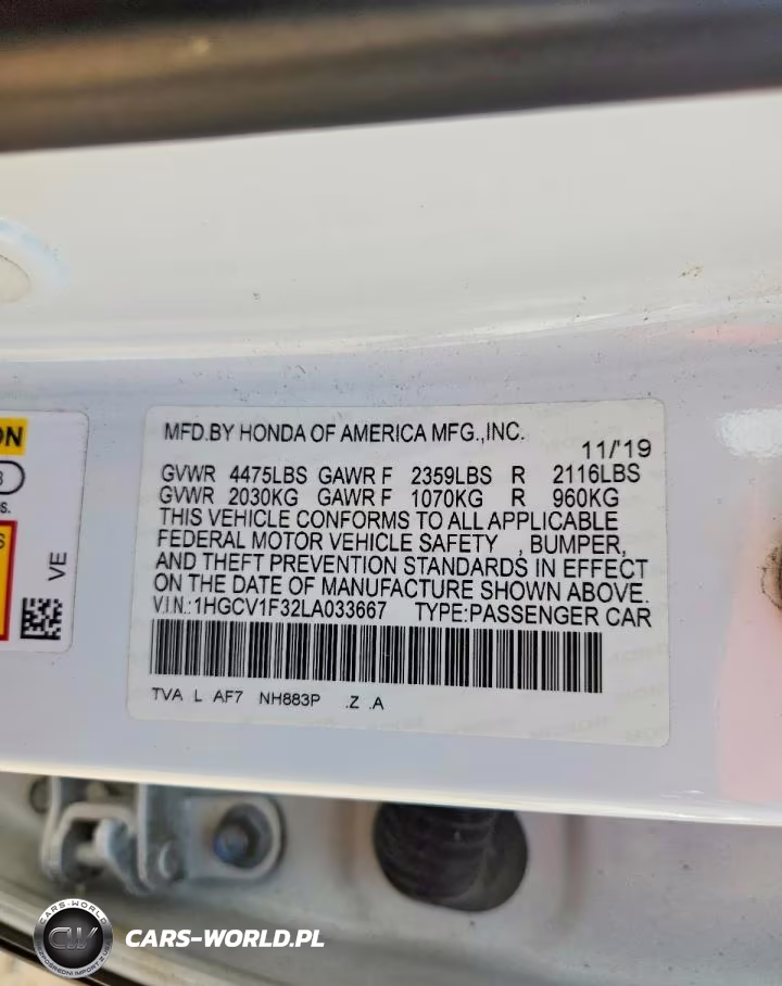 2020 Honda Accord Sport VIN:1HGCV1F32LA033667 - 12