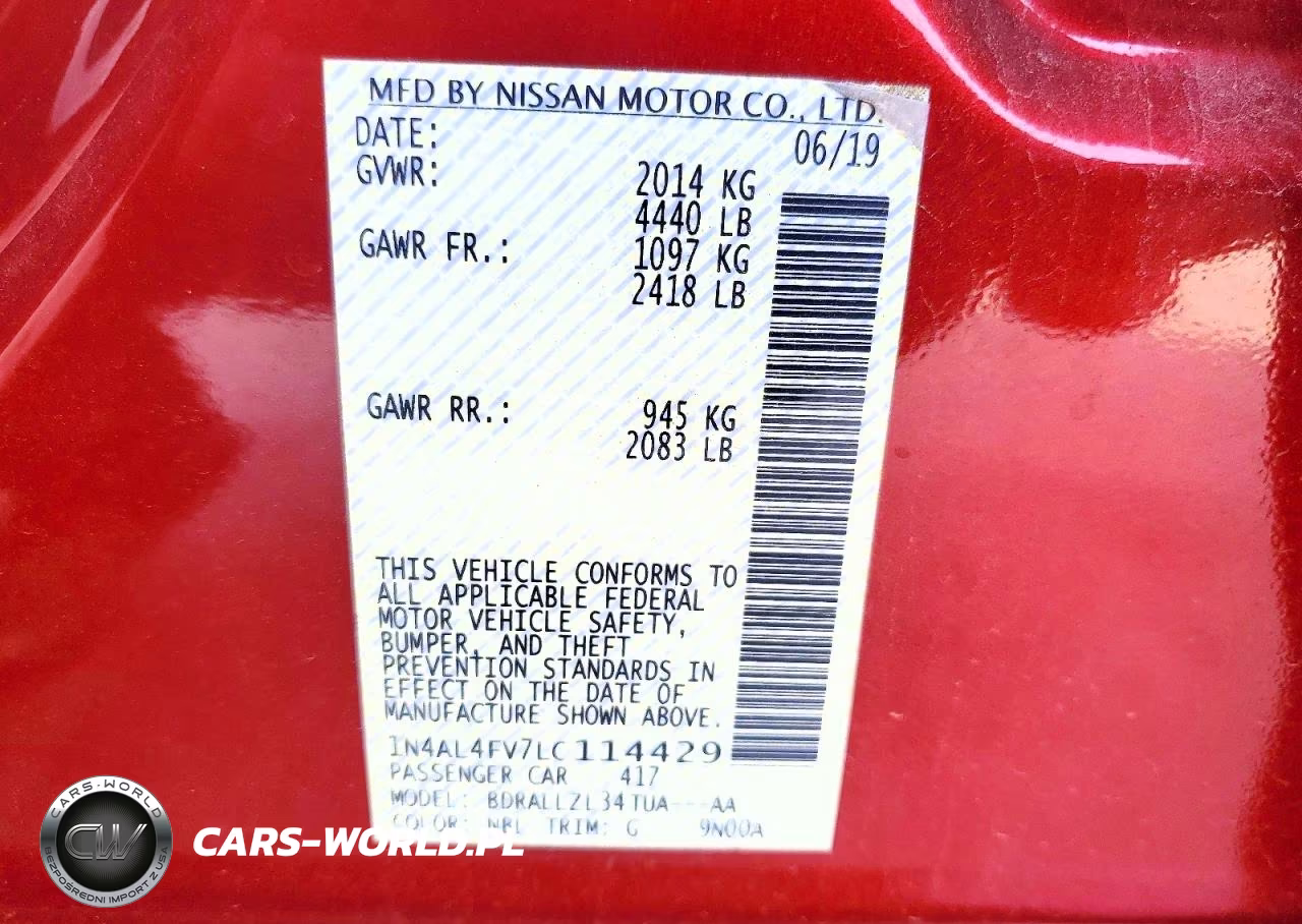 2020 Nissan Altima 2.0 Platinum VIN:1N4AL4FV7LC114429 - 12