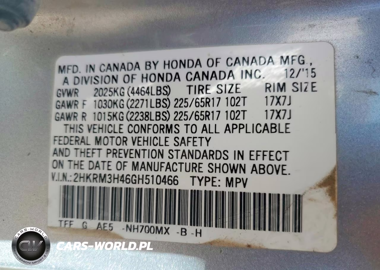 2016 Honda Cr-V Se VIN:2HKRM3H46GH510466 - 12