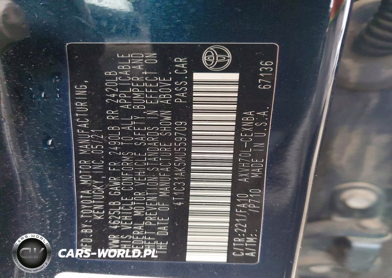 2021 Toyota Camry Hybrid Le VIN:4T1C31AK5MU559709 - 13