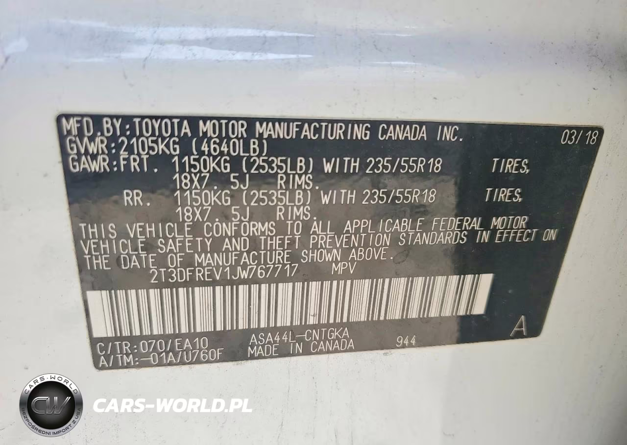 2018 Toyota Rav4 Limited VIN:2T3DFREV1JW767717 - 13