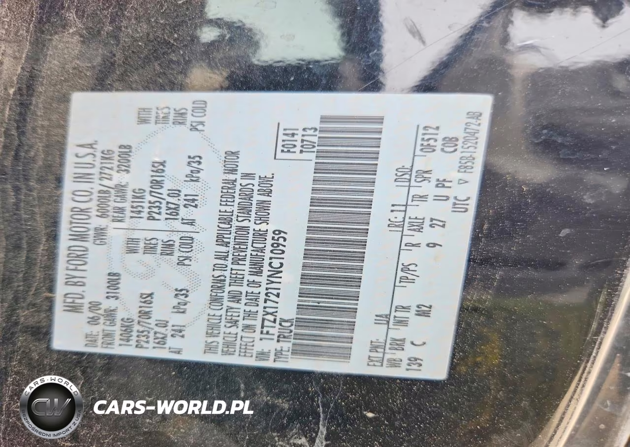 2000 Ford F150 VIN:1FTZX1721YNC10959 - 13
