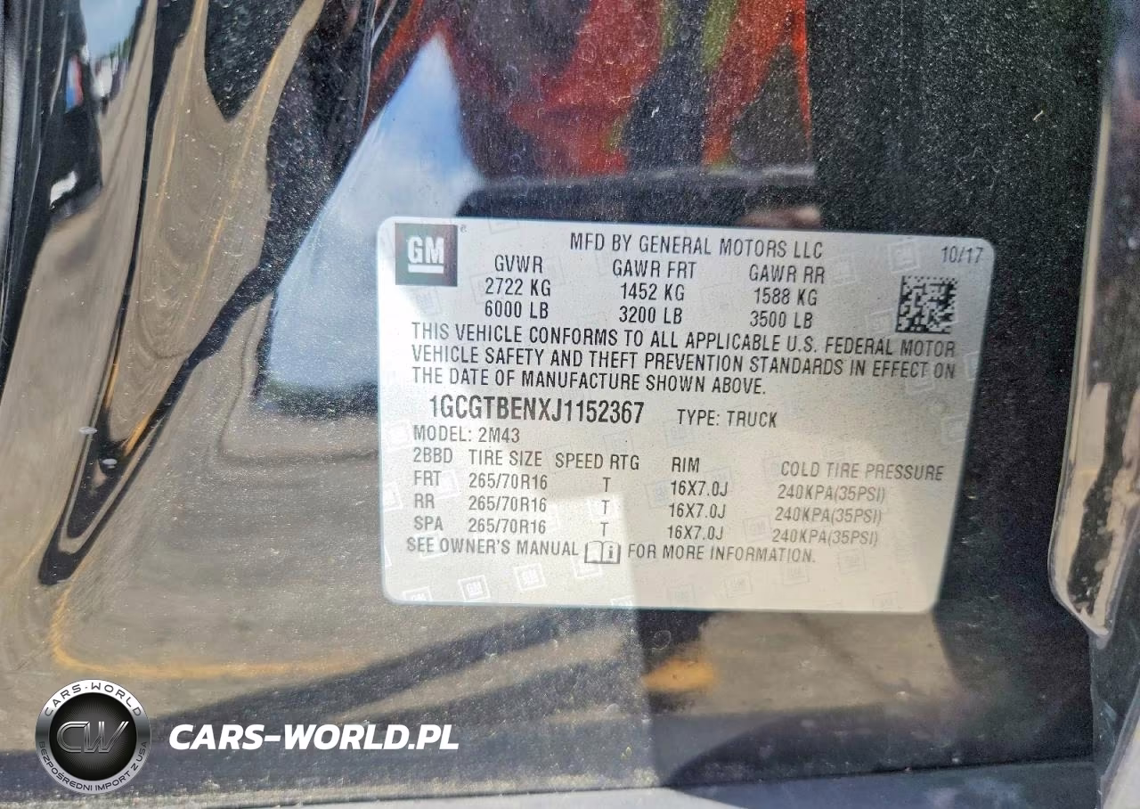2018 Chevrolet Colorado VIN:1GCGTBENXJ1152367 - 12