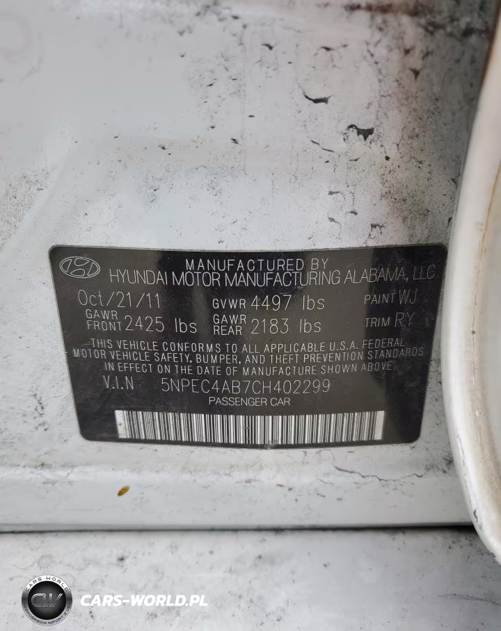 2012 Hyundai Sonata Se VIN:5NPEC4AB7CH402299 - 12