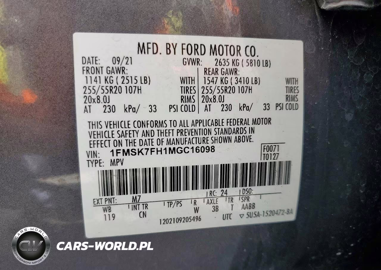 2021 Ford Explorer Limited VIN:1FMSK7FH1MGC16098 - 14