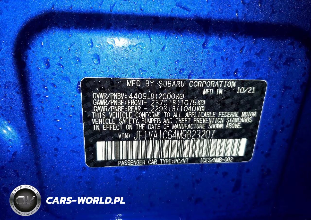 2021 Subaru Wrx Premium VIN:JF1VA1C64M9823207 - 12