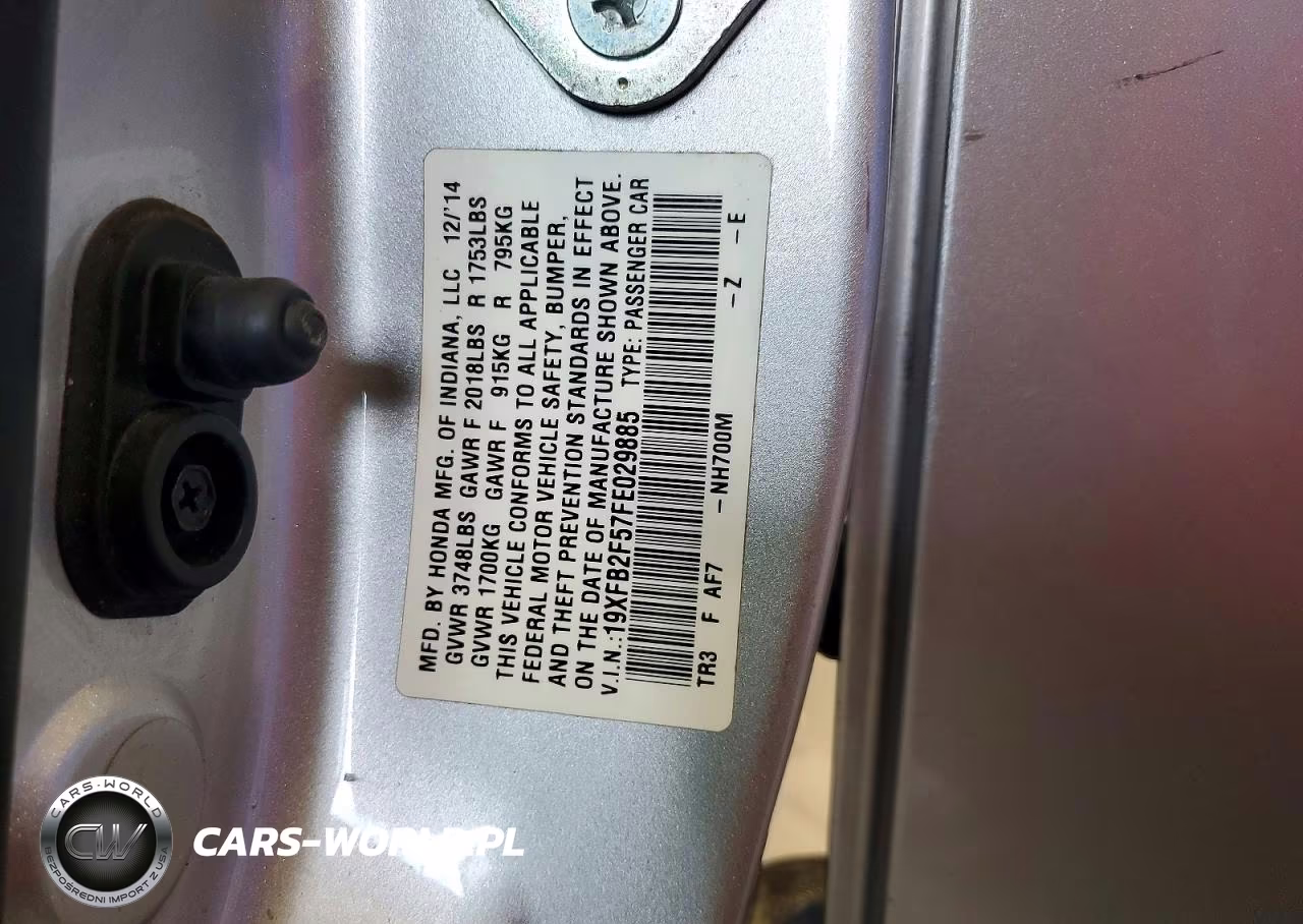 2015 Honda Civic Lx VIN:19XFB2F57FE029885 - 12
