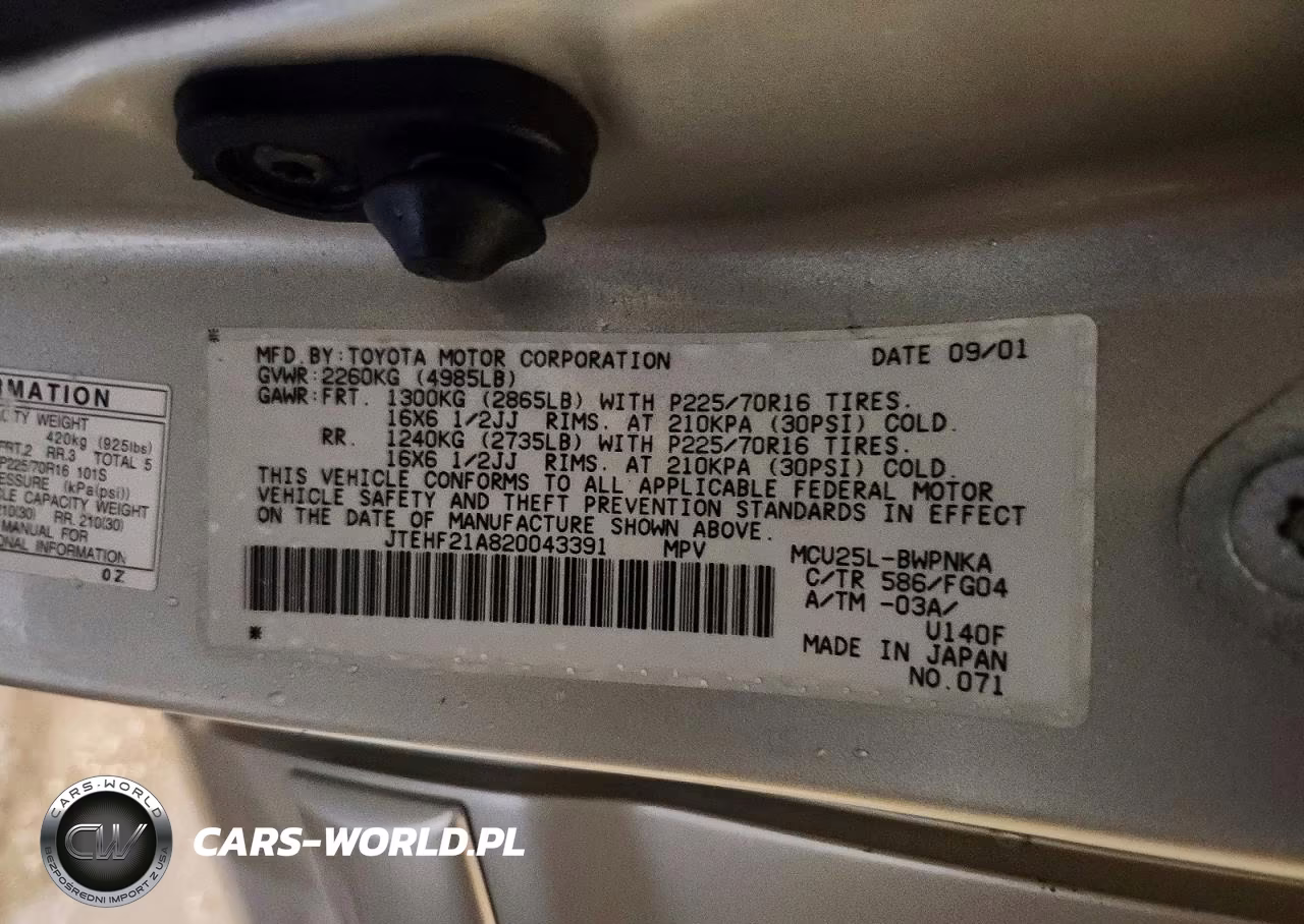 2002 Toyota Highlander VIN:JTEHF21A820043391 - 12