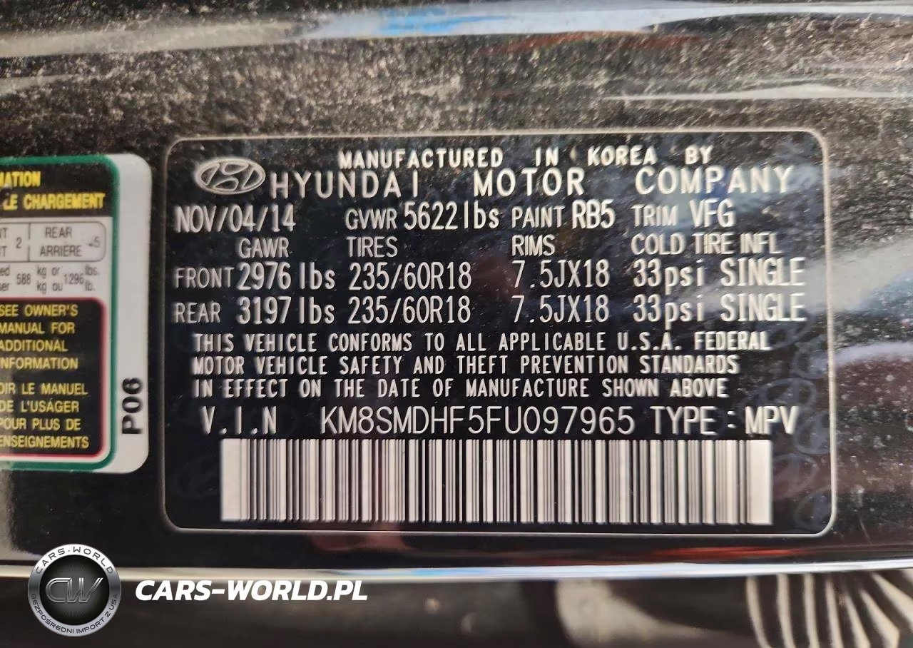 2015 Hyundai Santa Fe Gls VIN:KM8SMDHF5FU097965 - 12