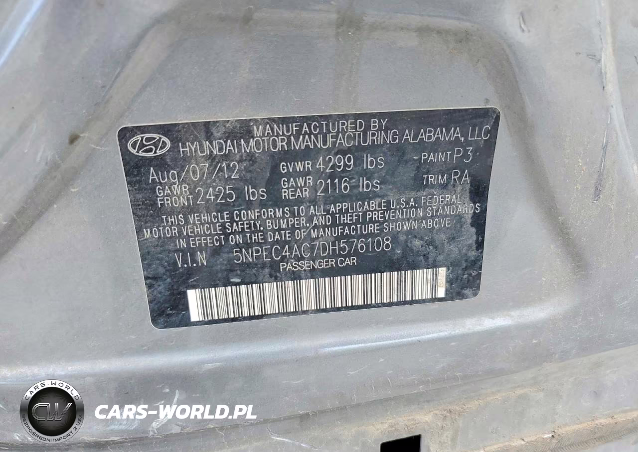 2013 Hyundai Sonata Se VIN:5NPEC4AC7DH576108 - 13
