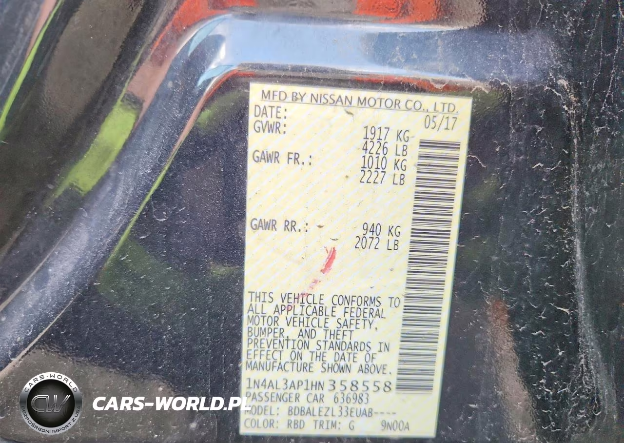 2017 Nissan Altima 2.5 S VIN:1N4AL3AP1HN358558 - 12