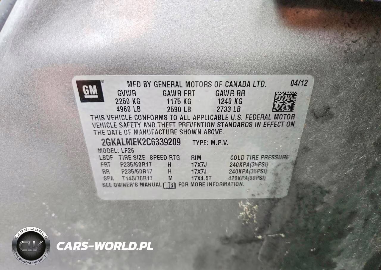 2012 GMC Terrain Sle VIN:2GKALMEK2C6339209 - 14