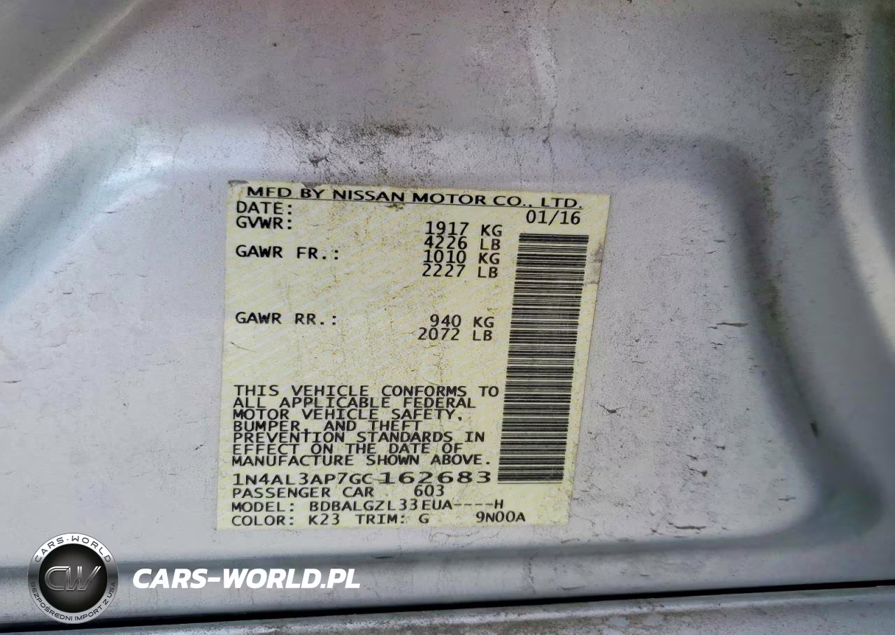 2016 Nissan Altima 2.5 S VIN:1N4AL3AP7GC162683 - 12