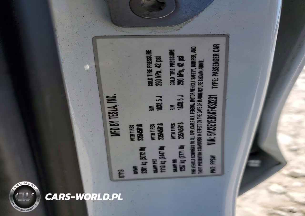 2019 Tesla Model 3 VIN:5YJ3E1EB8KF433231 - 12