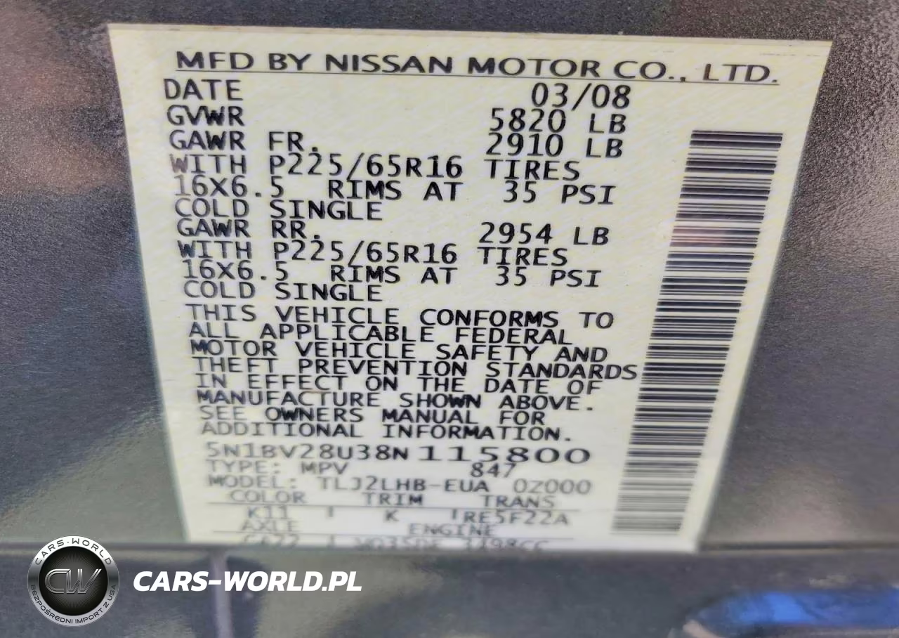 2008 Nissan Quest 3.5 VIN:5N1BV28U38N115800 - 13