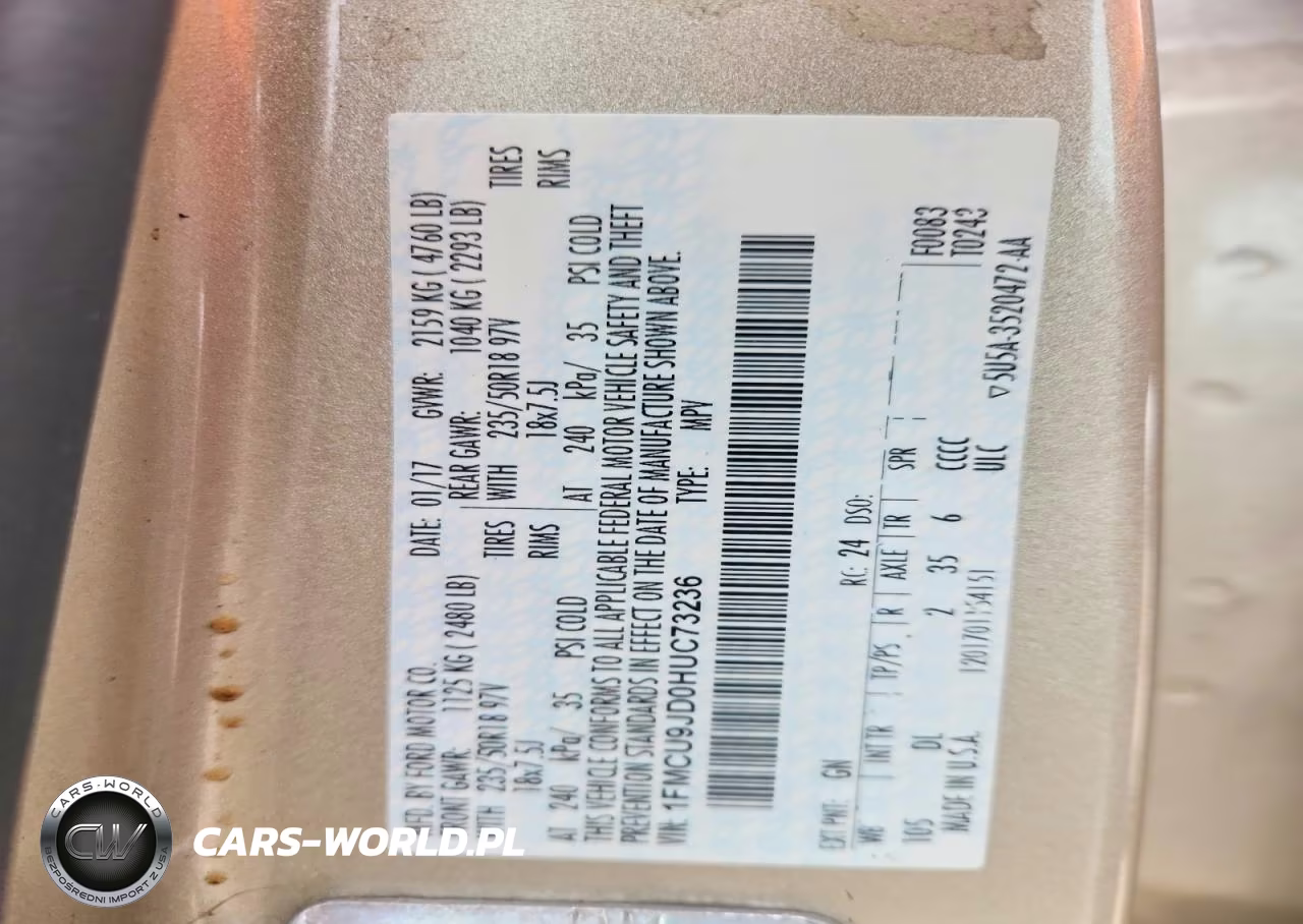 2017 Ford Escape Titanium VIN:1FMCU9JD0HUC73236 - 14