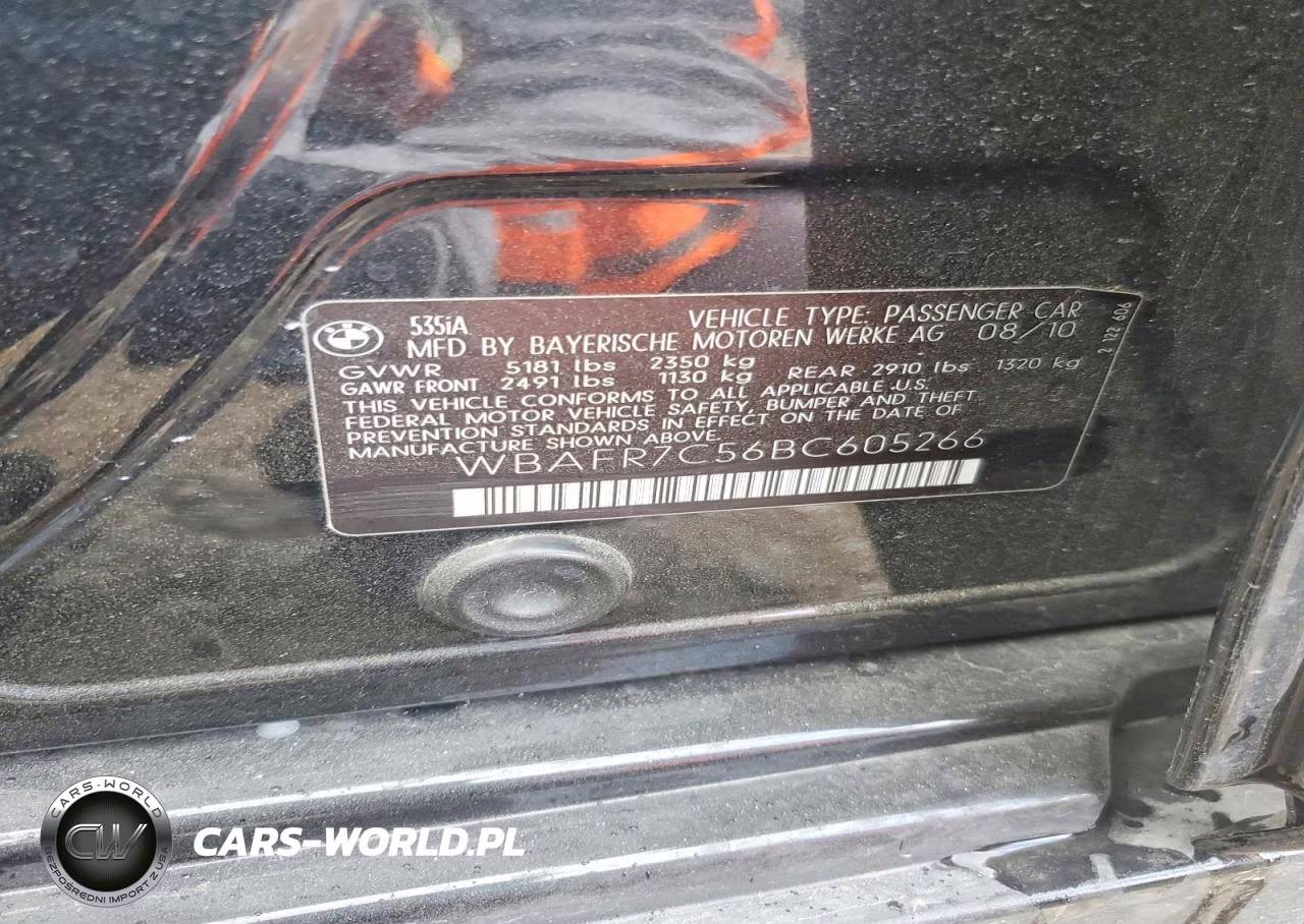 2011 BMW 535 I VIN:WBAFR7C56BC605266 - 12
