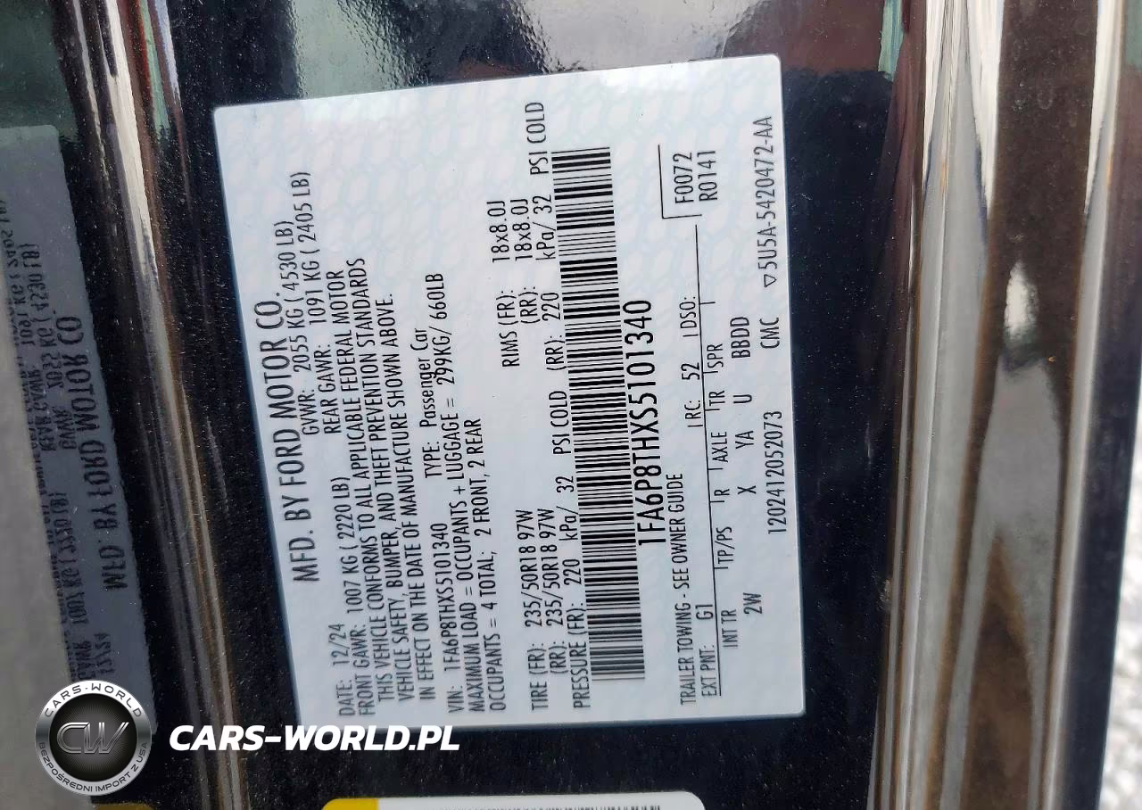 2025 Ford Mustang VIN:1FA6P8THXS5101340 - 12