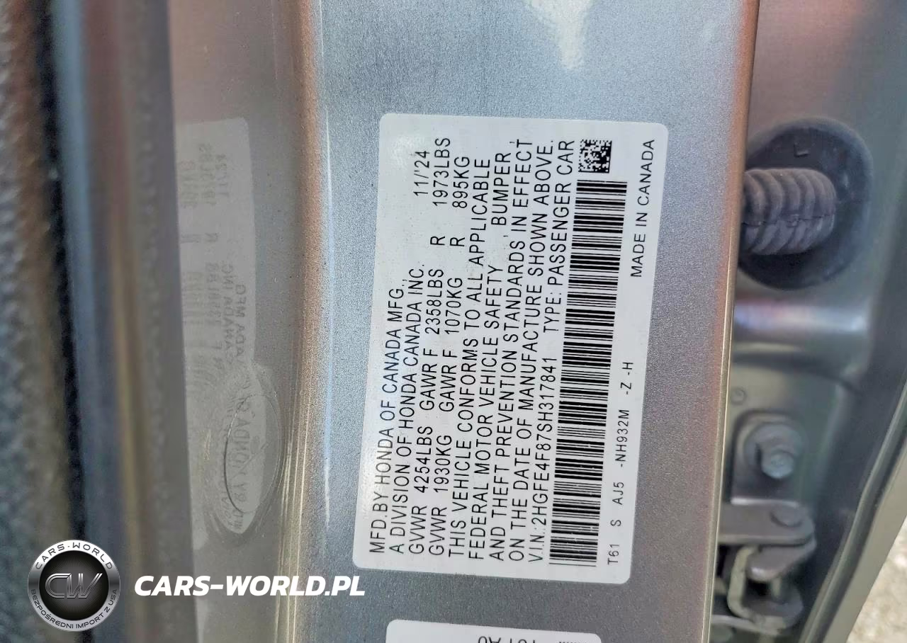 2025 Honda Civic Sport VIN:2HGFE4F87SH317841 - 12