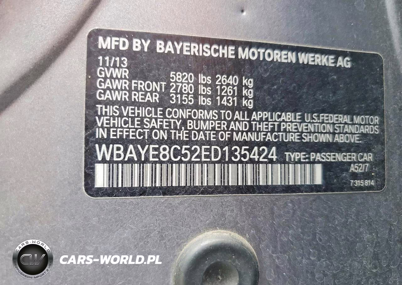 2014 BMW 750 Li VIN:WBAYE8C52ED135424 - 12