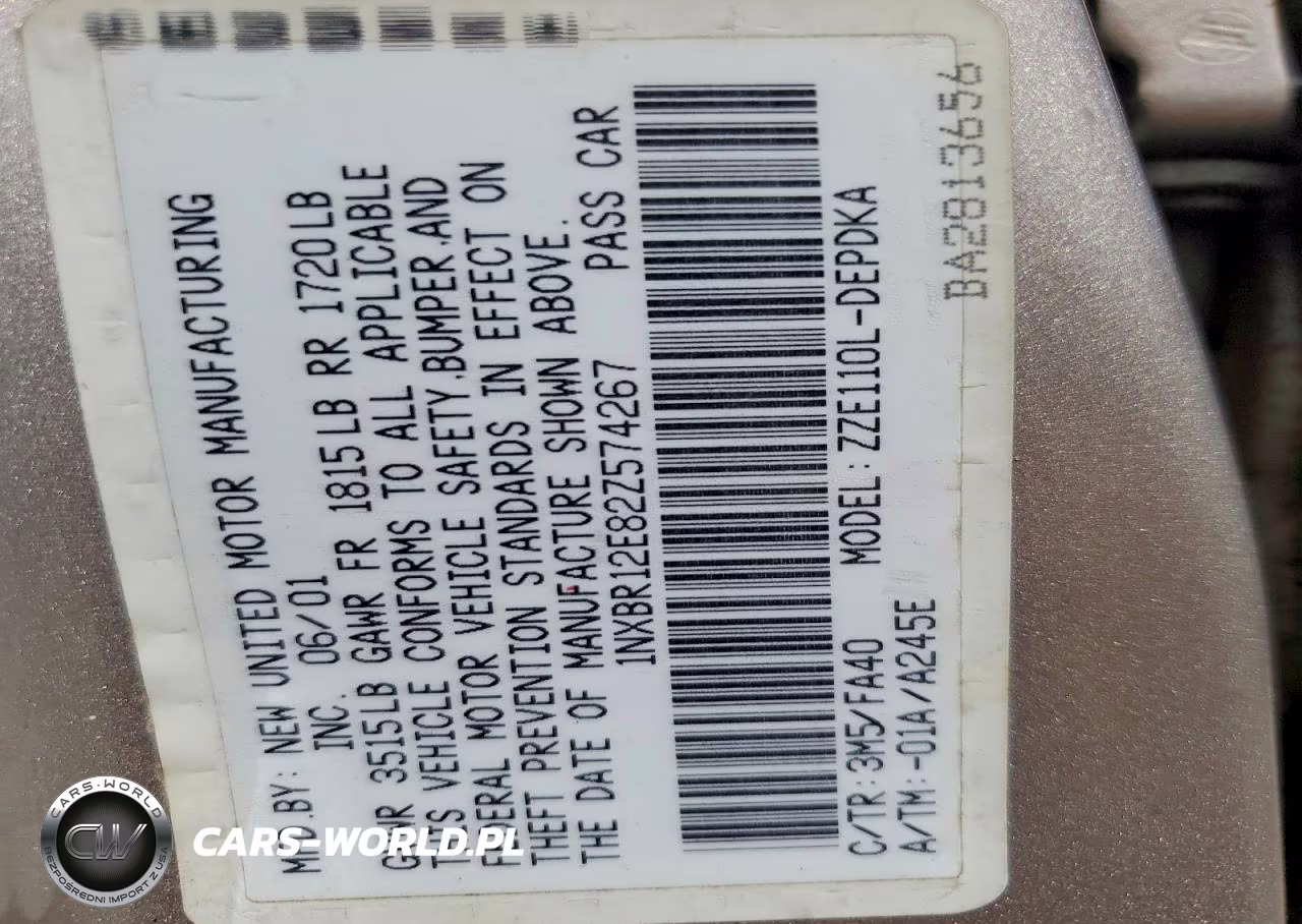 2002 Toyota Corolla Le VIN:1NXBR12E82Z574267 - 12