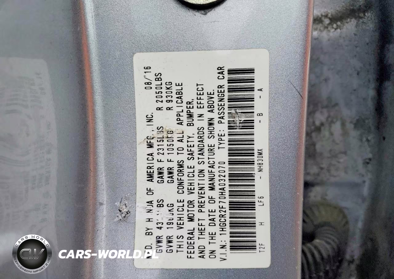 2017 Honda Accord Ex VIN:1HGCR2F70HA032070 - 12