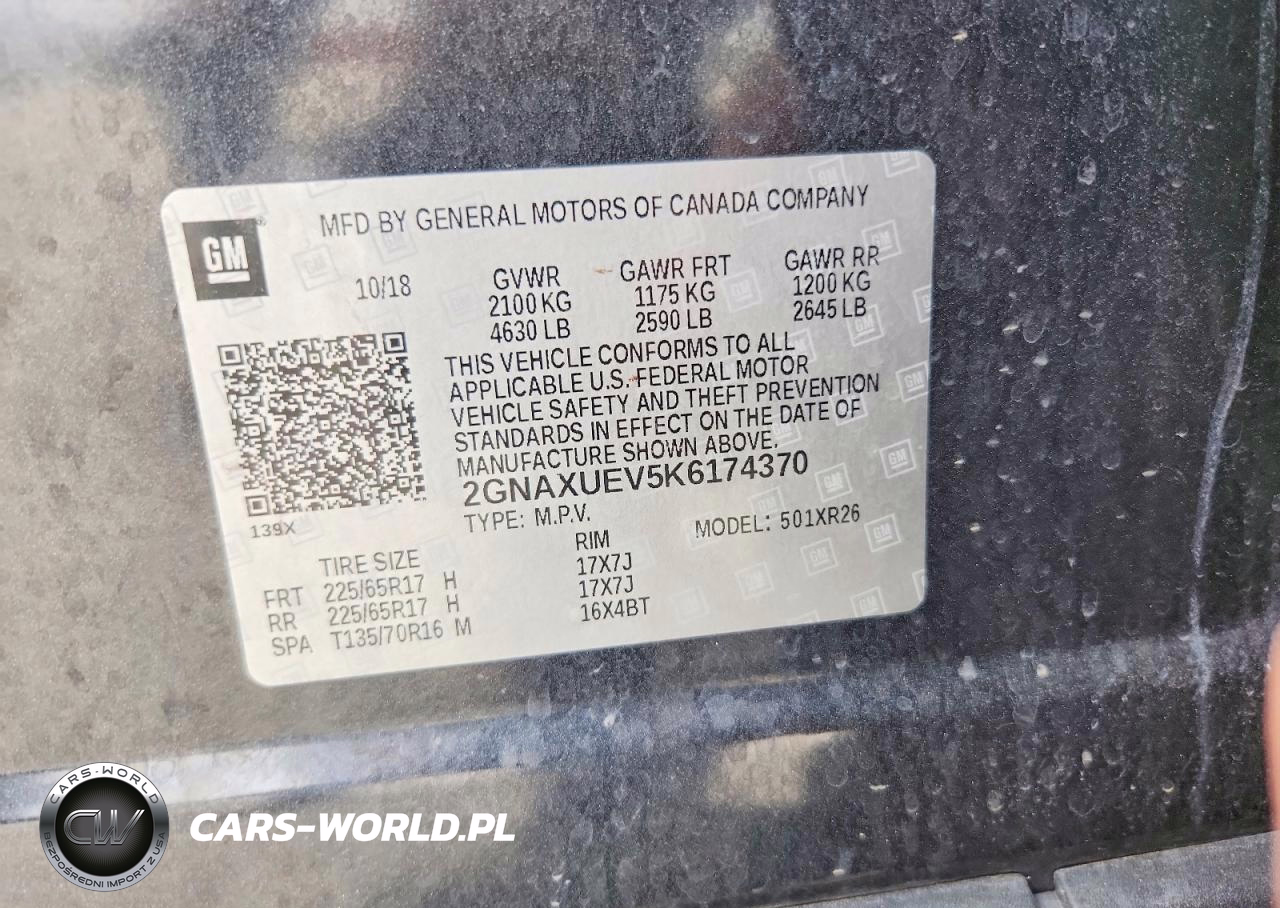 2019 Chevrolet Equinox Lt VIN:2GNAXUEV5K6174370 - 12