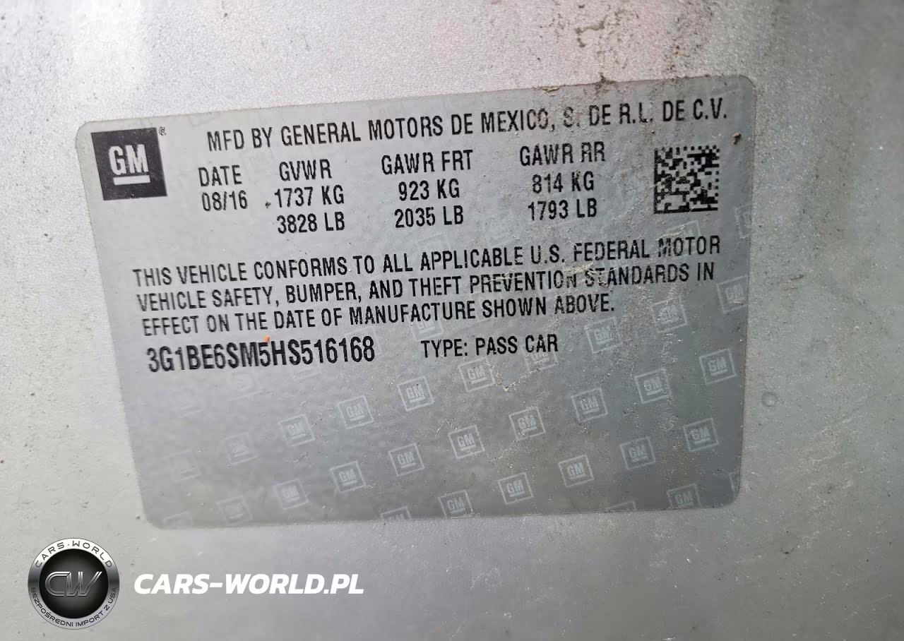 2017 Chevrolet Cruze Lt VIN:3G1BE6SM5HS516168 - 12