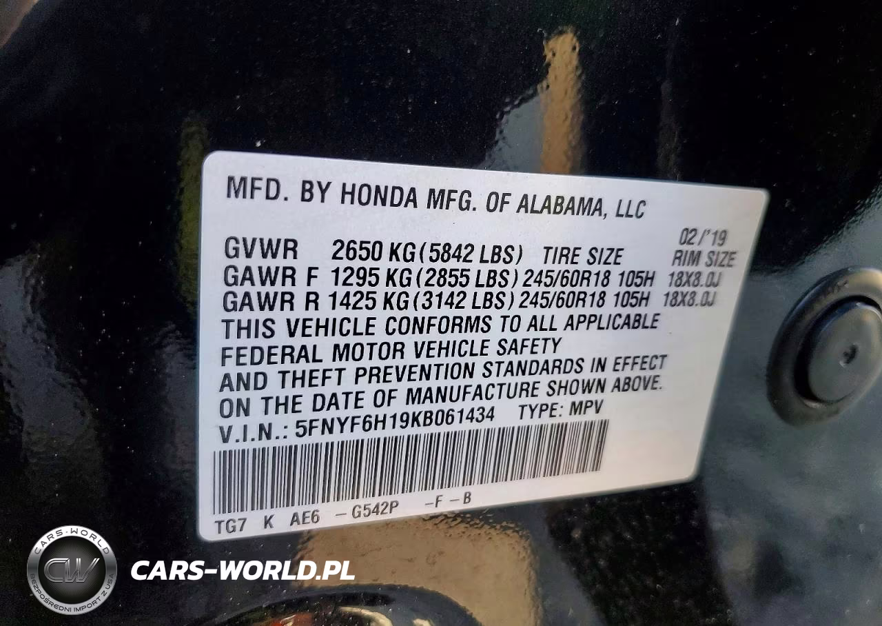2019 Honda Pilot Lx VIN:5FNYF6H19KB061434 - 13