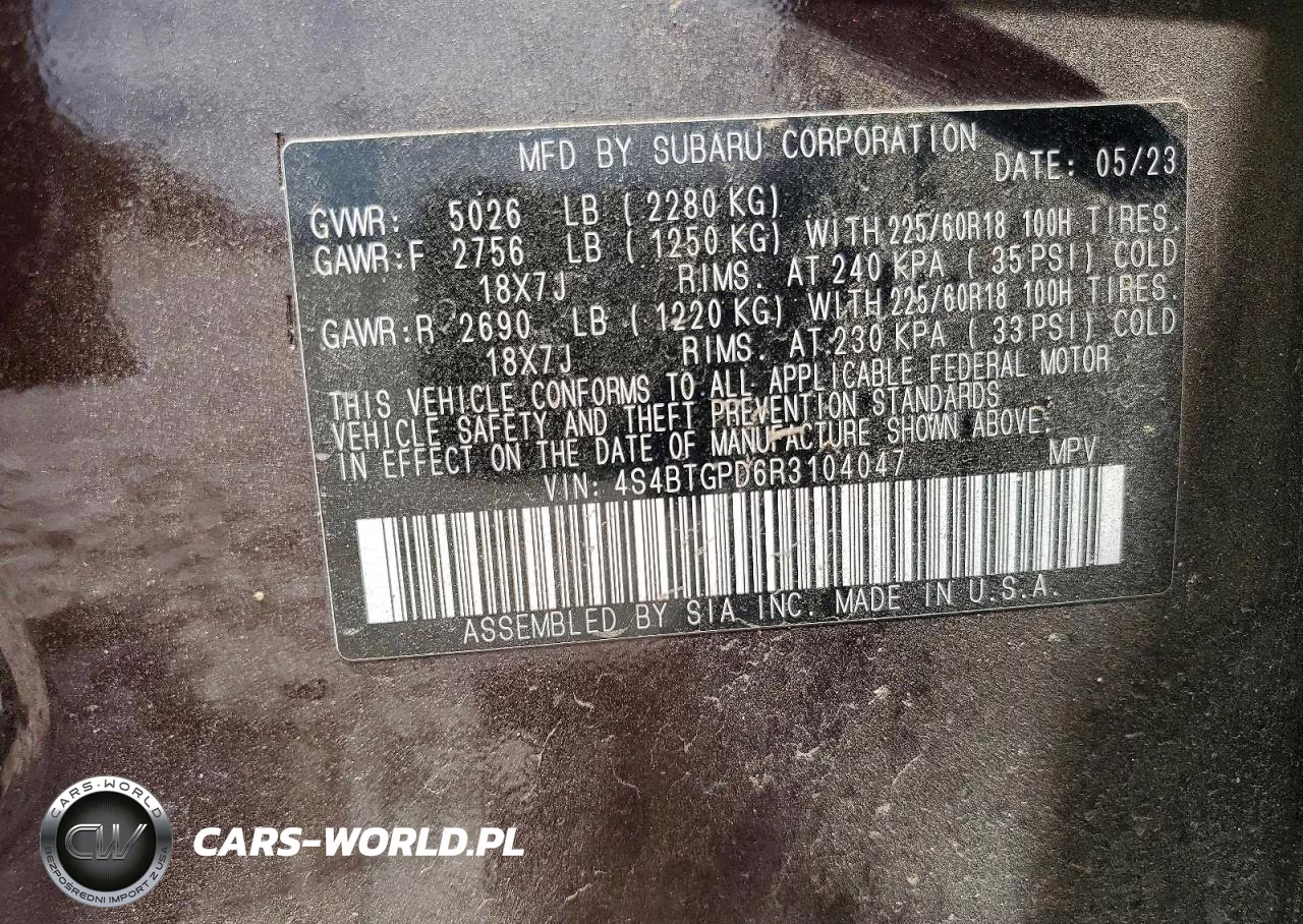 2024 Subaru Outback Touring VIN:4S4BTGPD6R3104047 - 14