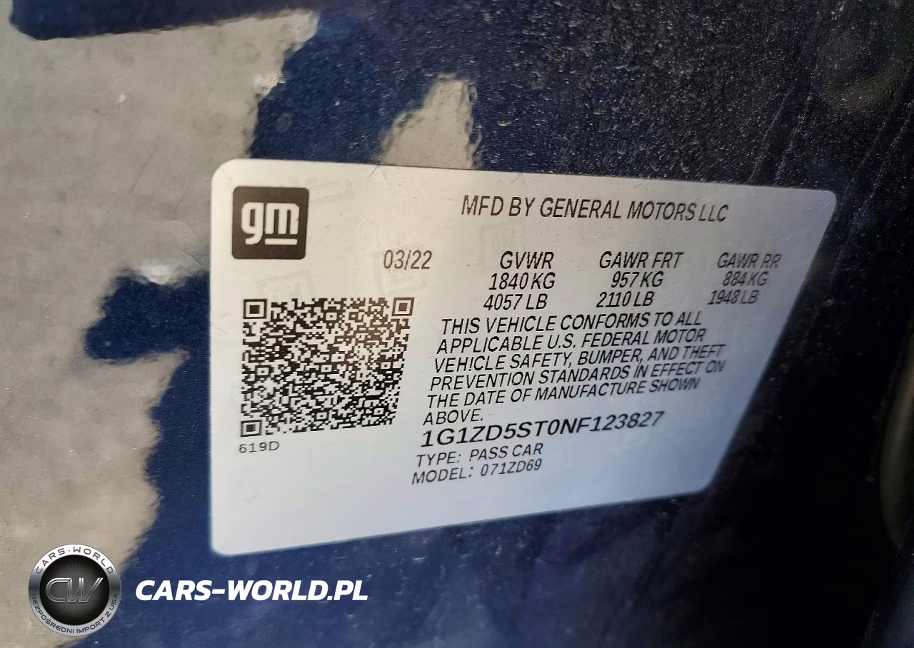 2022 Chevrolet Malibu Lt VIN:1G1ZD5ST0NF123827 - 12