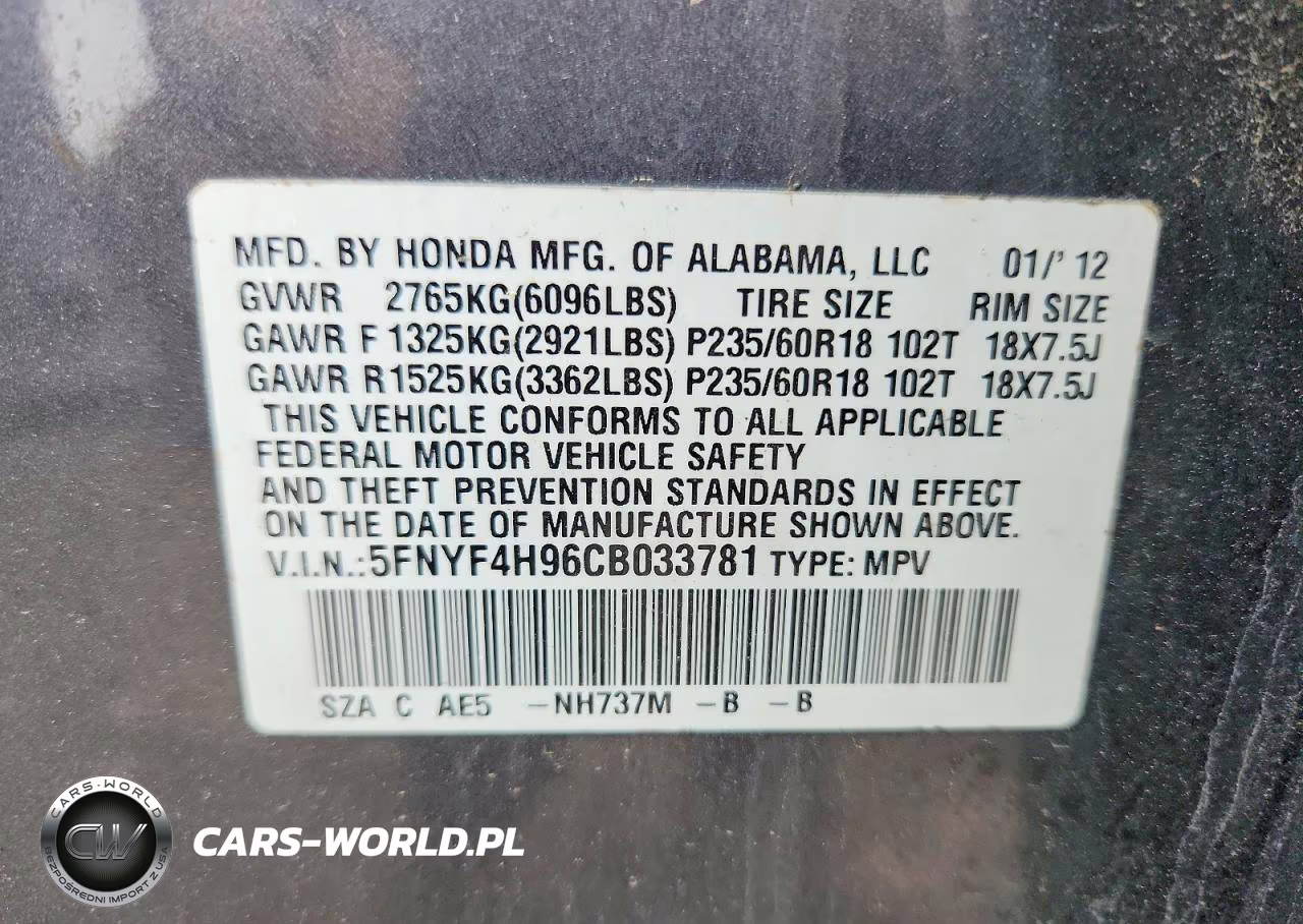2012 Honda Pilot Touring VIN:5FNYF4H96CB033781 - 13