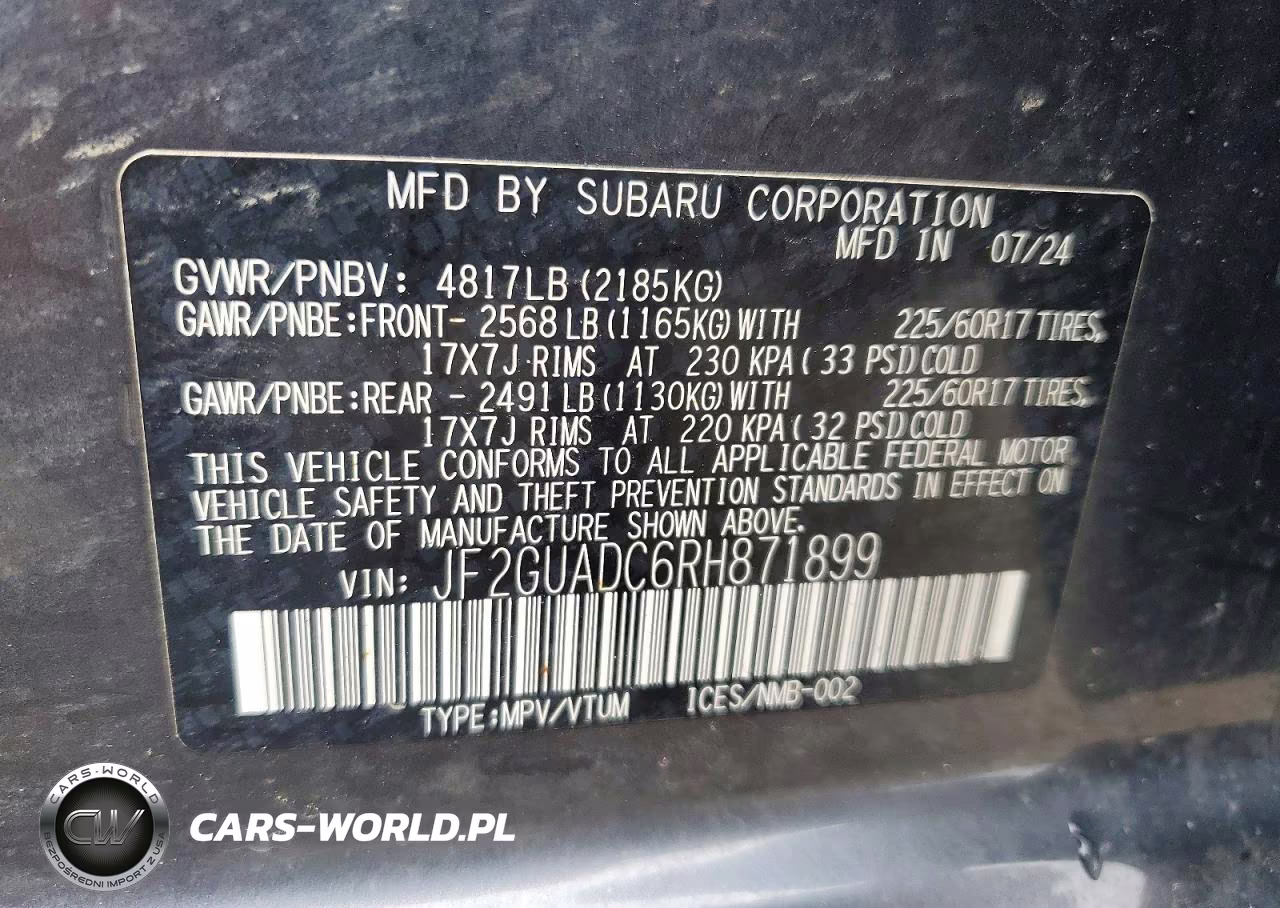 2024 Subaru Crosstrek Premium VIN:JF2GUADC6RH871899 - 13