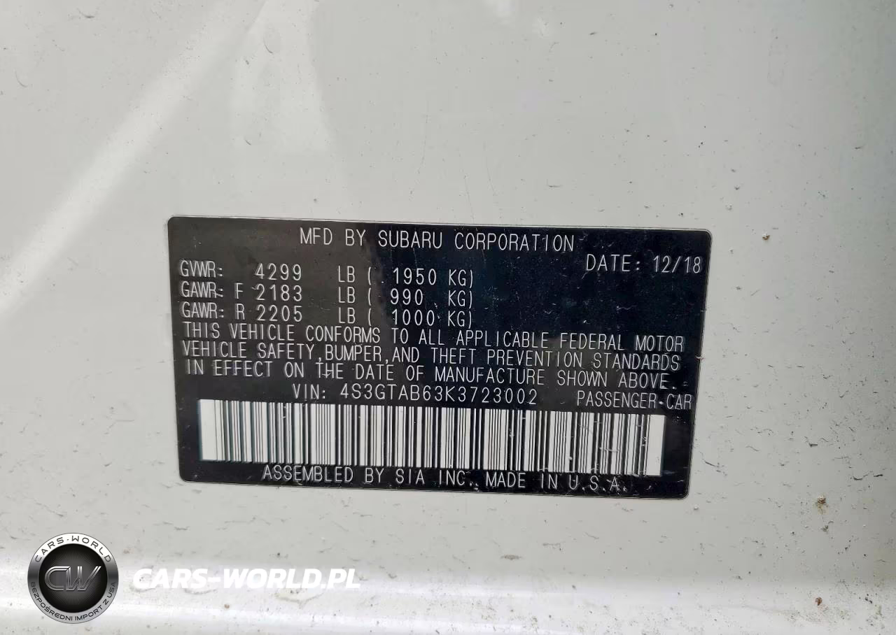 2019 Subaru Impreza VIN:4S3GTAB63K3723002 - 12