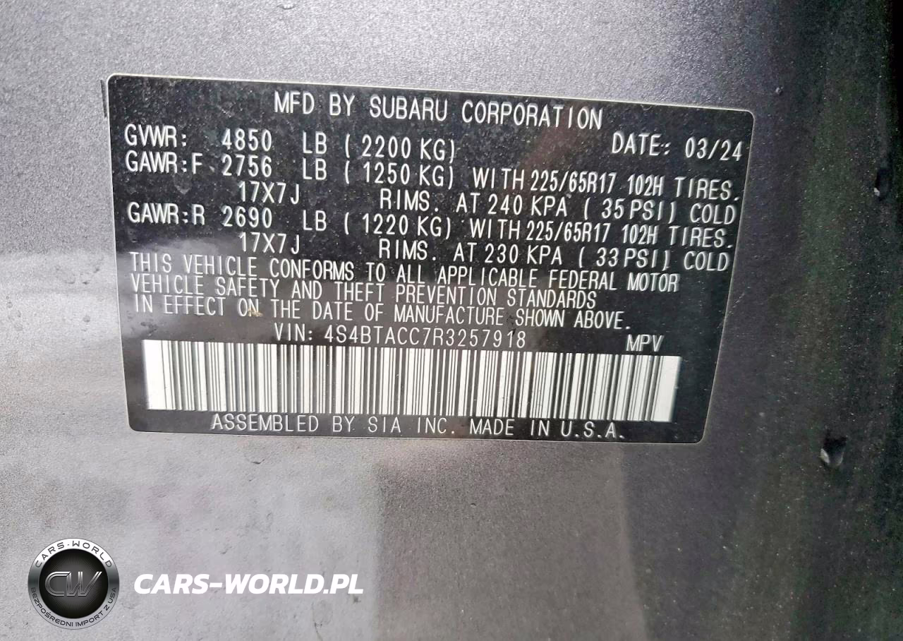 2024 Subaru Outback Premium VIN:4S4BTACC7R3257918 - 13