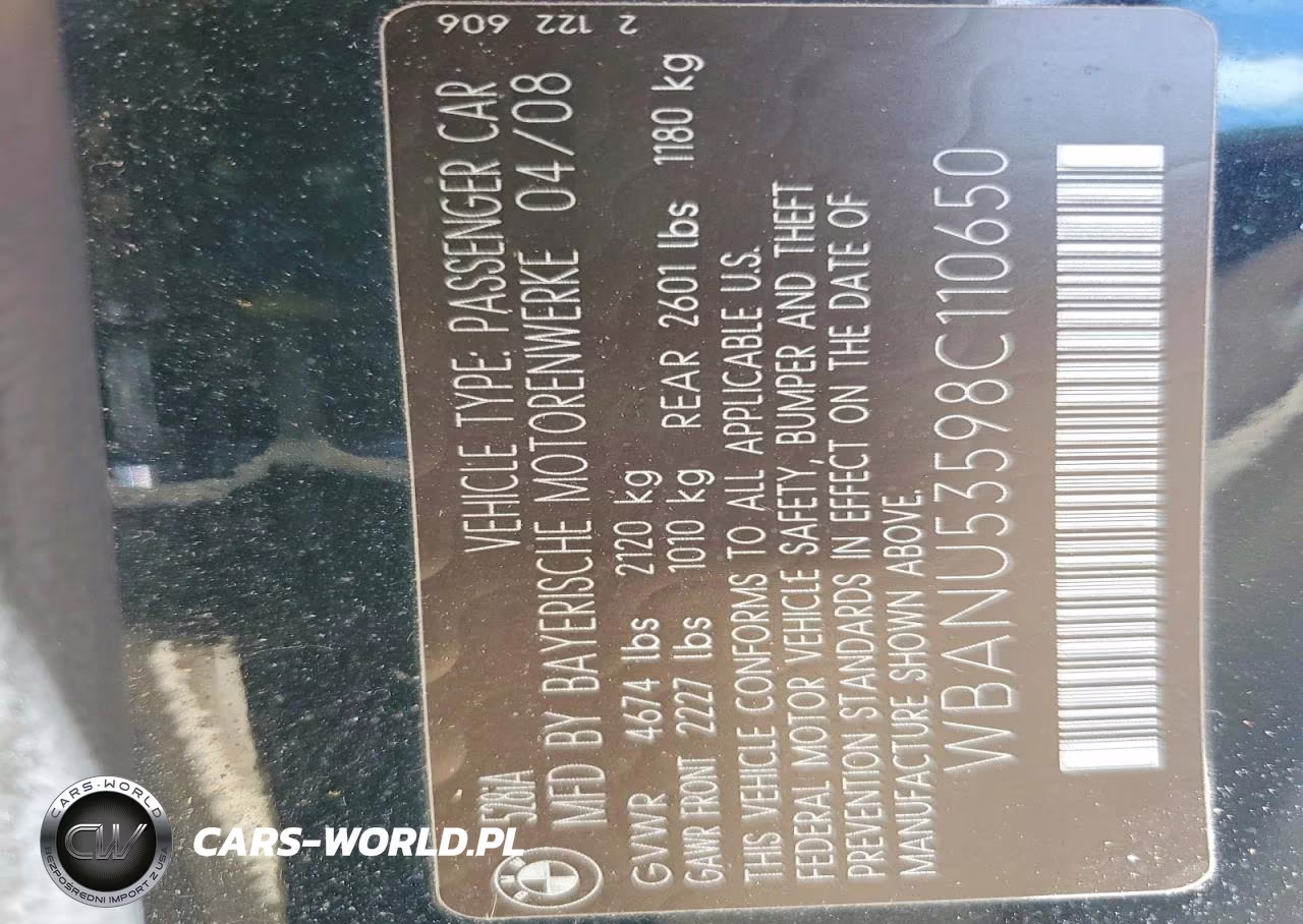 2008 BMW 528 I VIN:WBANU53598C110650 - 12