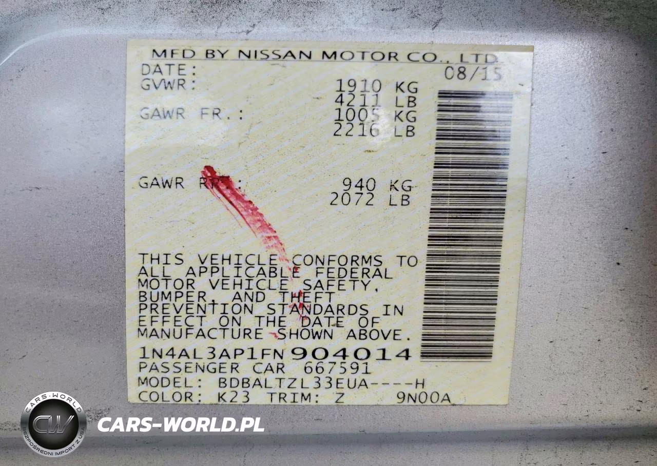 2015 Nissan Altima 2.5 Sl VIN:1N4AL3AP1FN904014 - 12