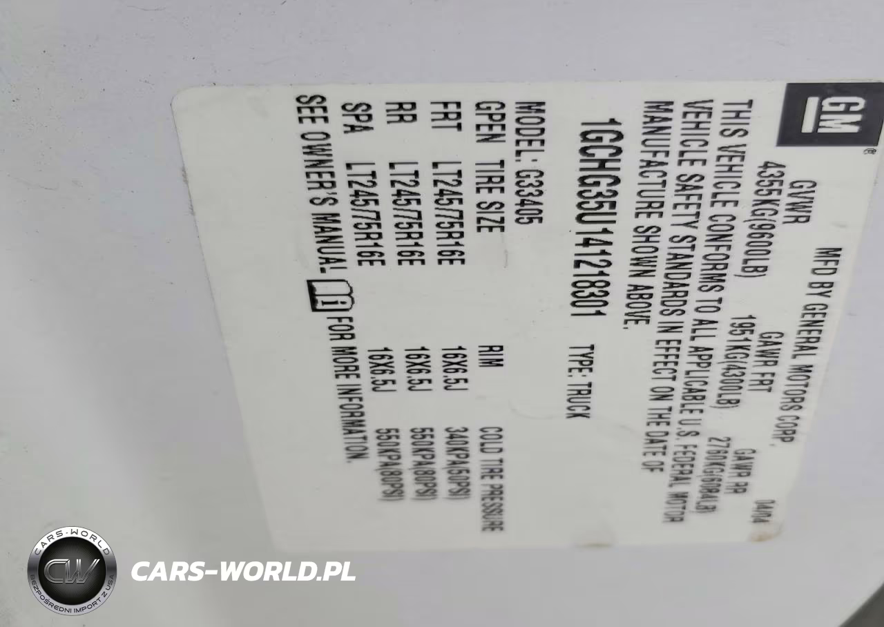 2004 Chevrolet Express 3500 Delivery Van VIN:1GCHG35U141218301 - 10