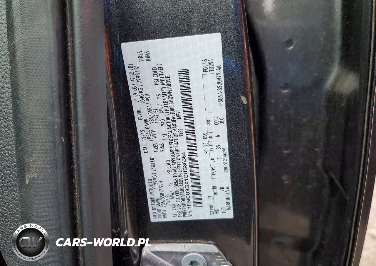 2016 Ford Escape Se VIN:1FMCU9GX1GUB86364 - 13