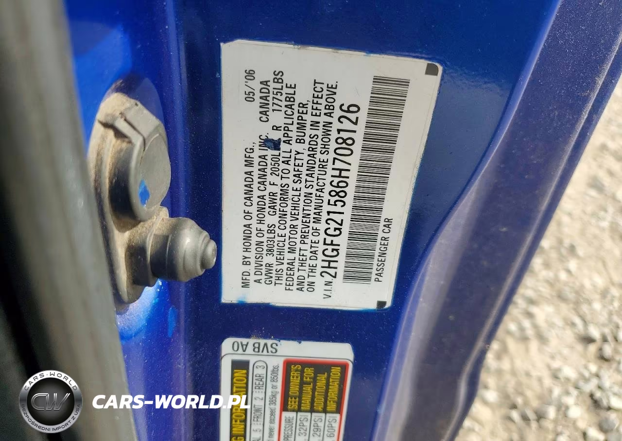 2006 Honda Civic Si VIN:2HGFG21586H708126 - 12