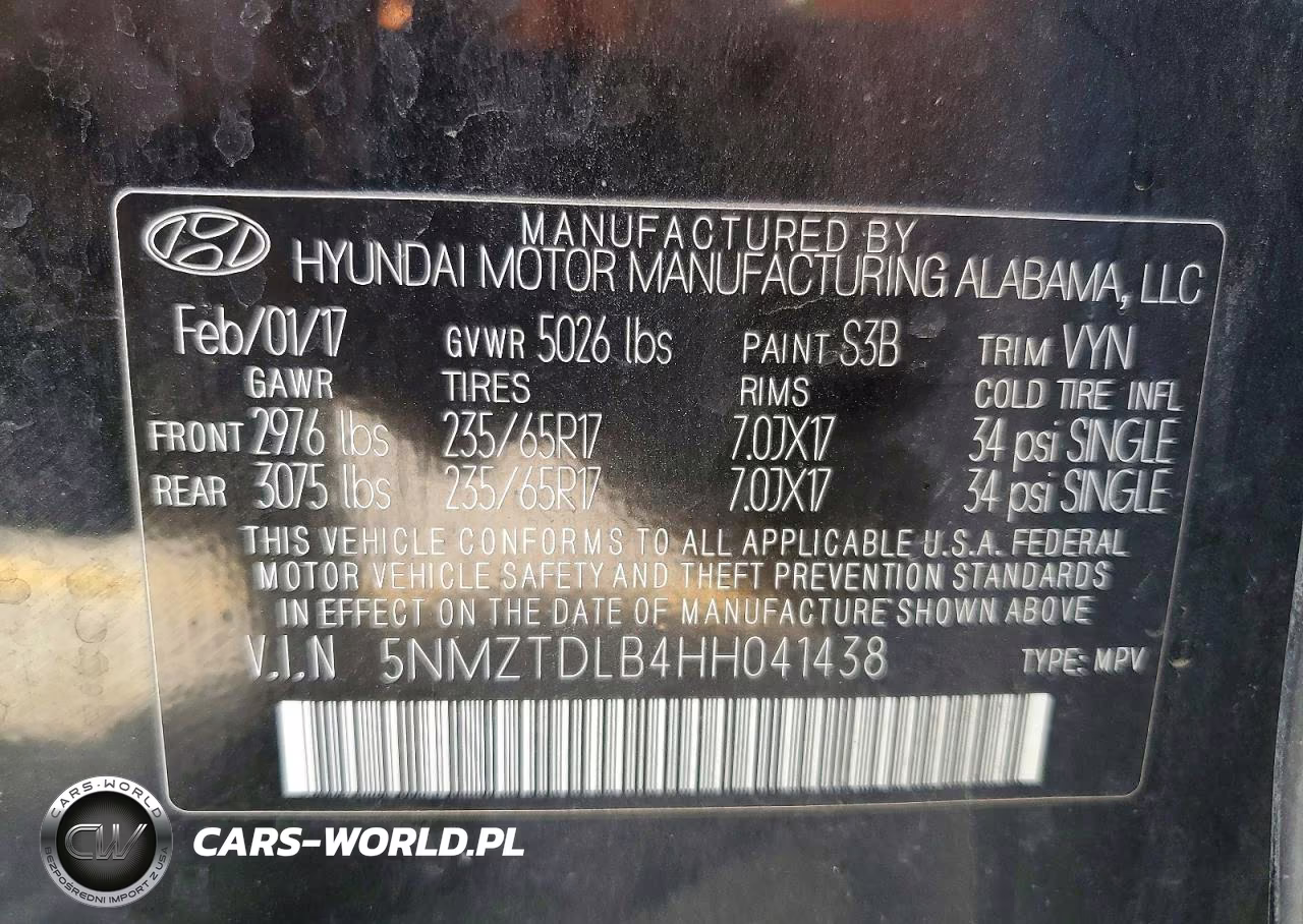 2017 Hyundai Santa Fe Sport 2.4L VIN:5NMZTDLB4HH041438 - 13