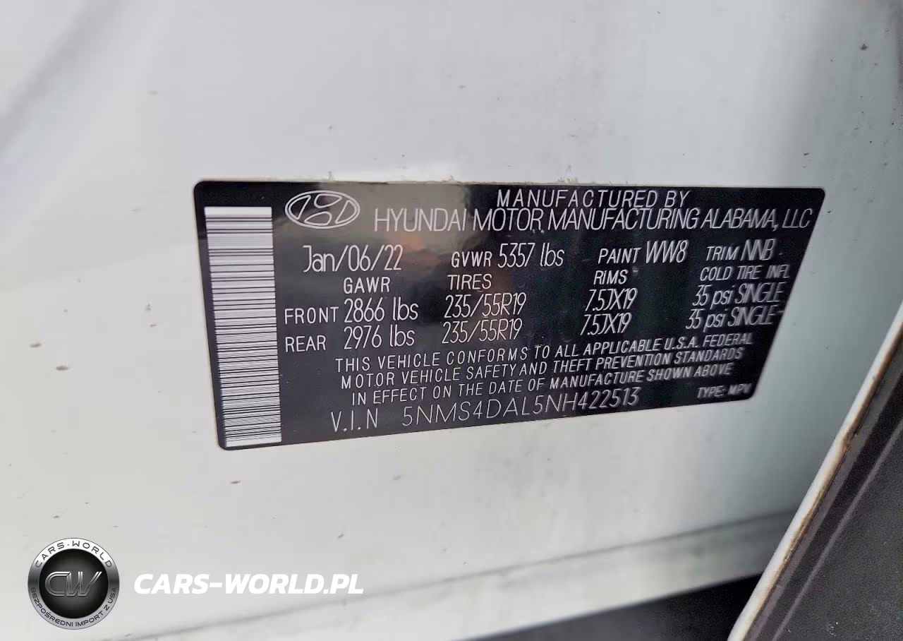 2022 Hyundai Santa Fe Limited VIN:5NMS4DAL5NH422513 - 14