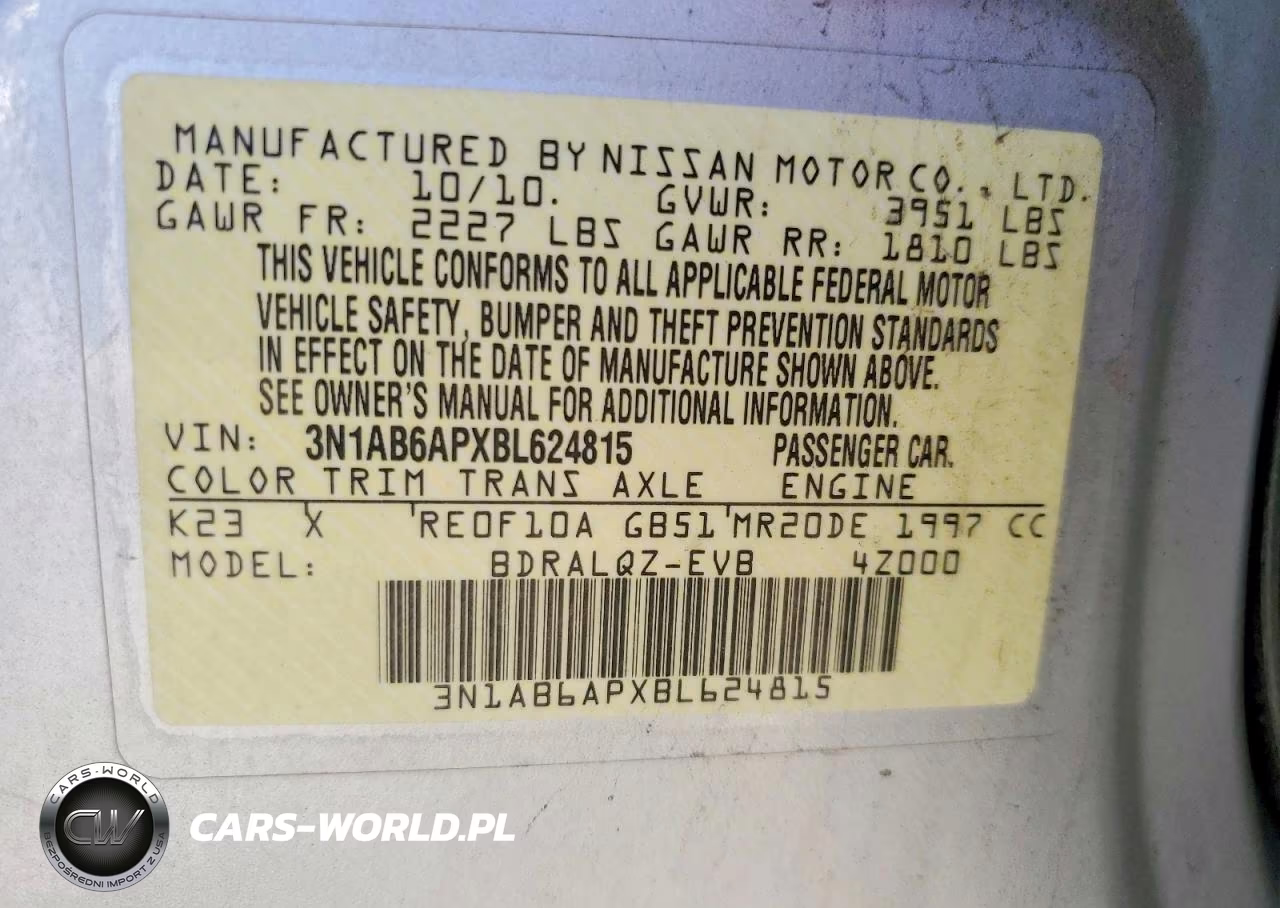 2011 Nissan Sentra 2.0 VIN:3N1AB6APXBL624815 - 12