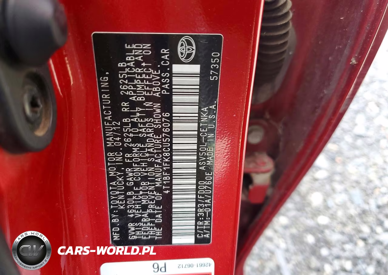 2012 Toyota Camry Le VIN:4T1BF1FK8CU576076 - 12