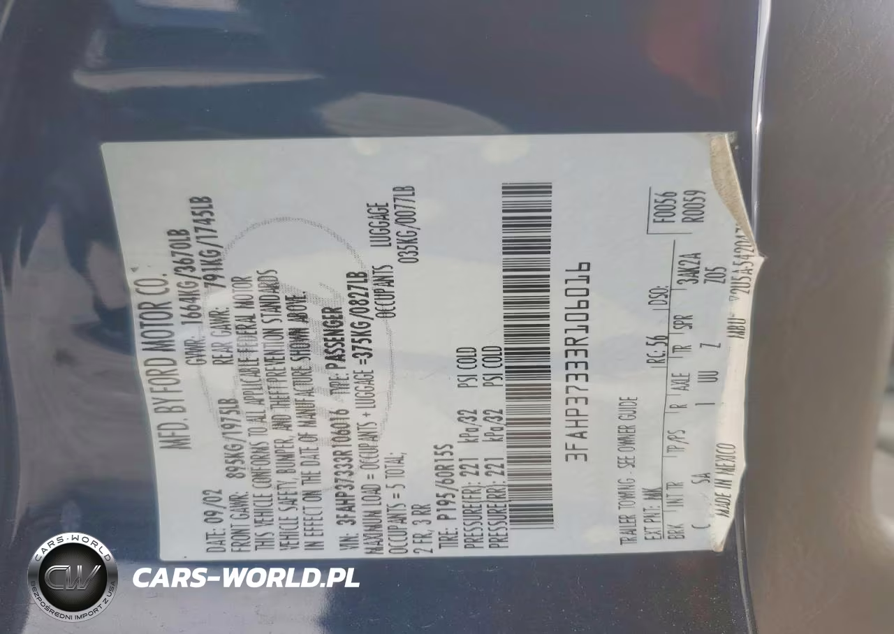 2003 Ford Focus VIN:3FAHP37333R106016 - 12