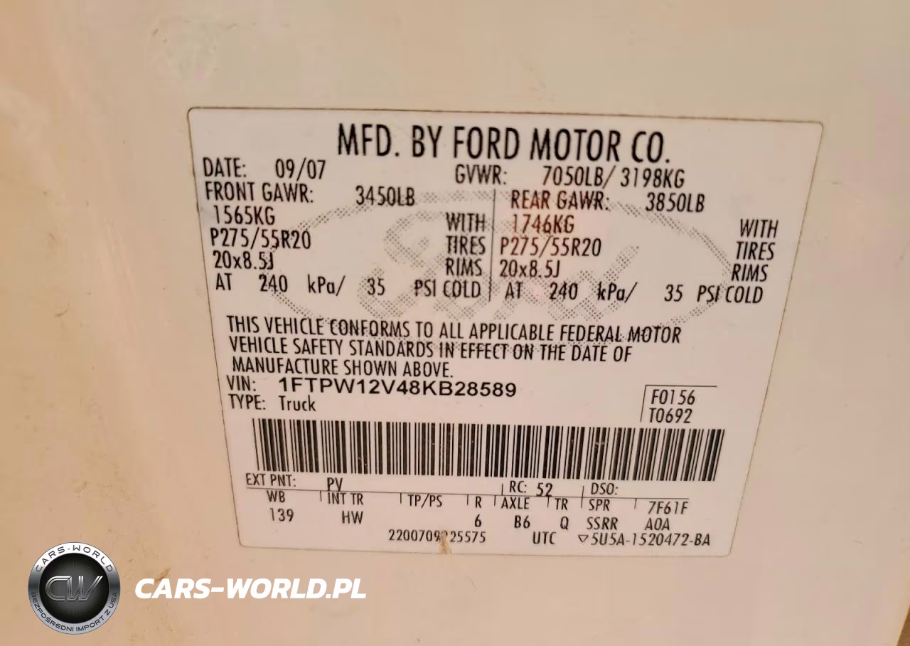 2008 Ford F150 Supercrew VIN:1FTPW12V48KB28589 - 12