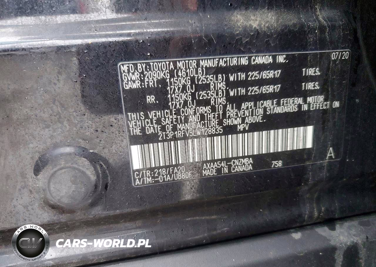 2020 Toyota Rav4 Xle VIN:2T3P1RFV5LW128835 - 13
